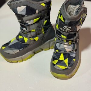 Kids Geometric Gray and Yellow Boots